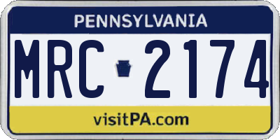PA license plate MRC2174