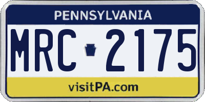 PA license plate MRC2175