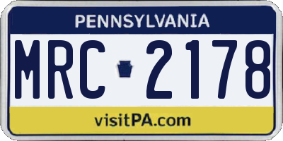 PA license plate MRC2178
