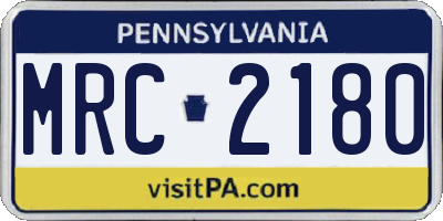 PA license plate MRC2180