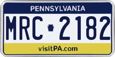 PA license plate MRC2182