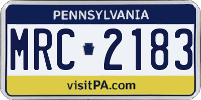 PA license plate MRC2183