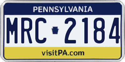 PA license plate MRC2184