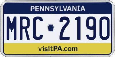 PA license plate MRC2190