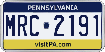 PA license plate MRC2191