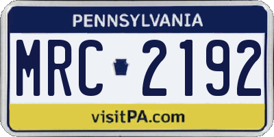 PA license plate MRC2192