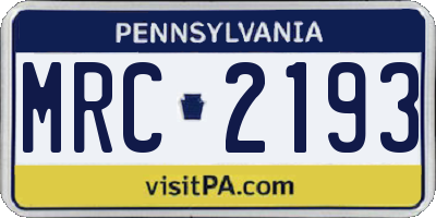 PA license plate MRC2193