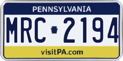 PA license plate MRC2194