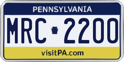 PA license plate MRC2200