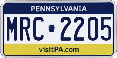 PA license plate MRC2205