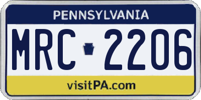 PA license plate MRC2206