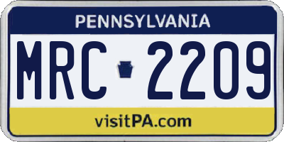 PA license plate MRC2209