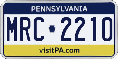 PA license plate MRC2210