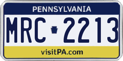 PA license plate MRC2213