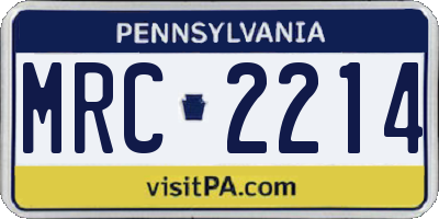 PA license plate MRC2214