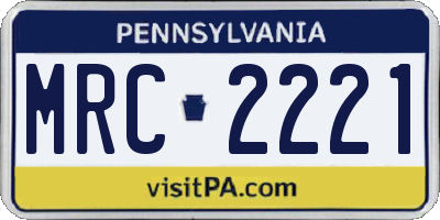 PA license plate MRC2221