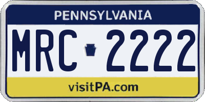 PA license plate MRC2222