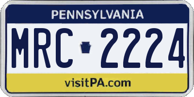 PA license plate MRC2224