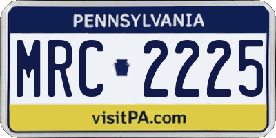 PA license plate MRC2225