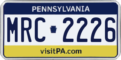 PA license plate MRC2226