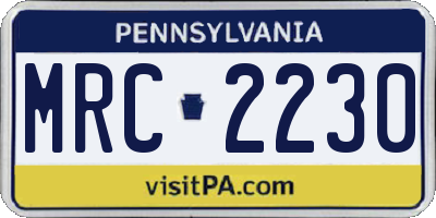 PA license plate MRC2230