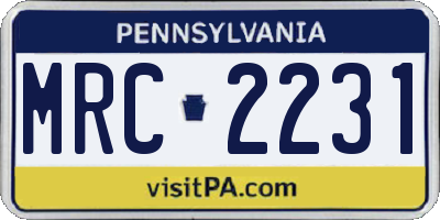 PA license plate MRC2231