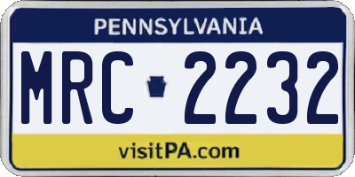 PA license plate MRC2232