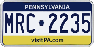 PA license plate MRC2235