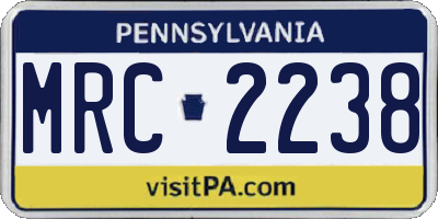 PA license plate MRC2238