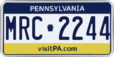 PA license plate MRC2244