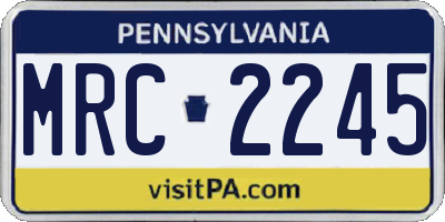 PA license plate MRC2245