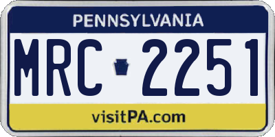 PA license plate MRC2251