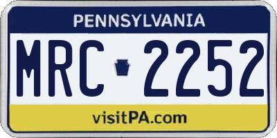 PA license plate MRC2252