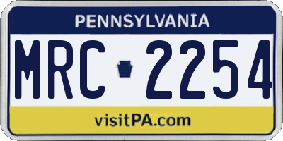 PA license plate MRC2254
