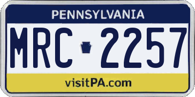 PA license plate MRC2257