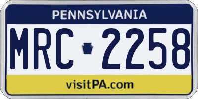 PA license plate MRC2258