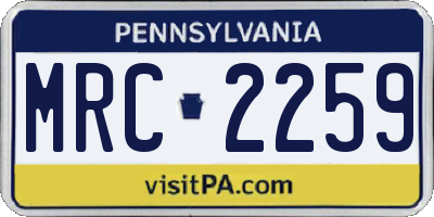 PA license plate MRC2259