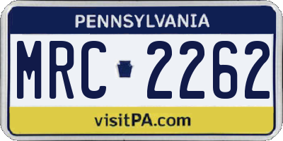PA license plate MRC2262