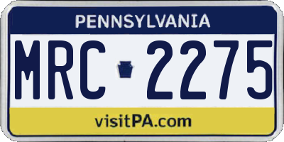 PA license plate MRC2275