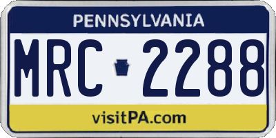 PA license plate MRC2288