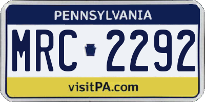 PA license plate MRC2292