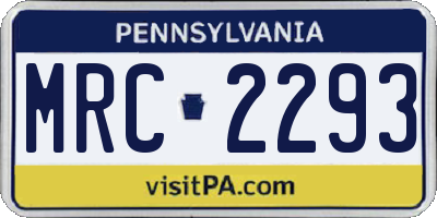 PA license plate MRC2293