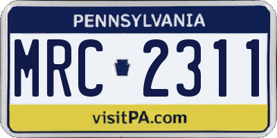 PA license plate MRC2311