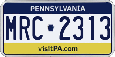 PA license plate MRC2313