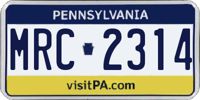 PA license plate MRC2314