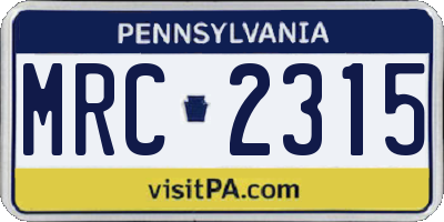 PA license plate MRC2315
