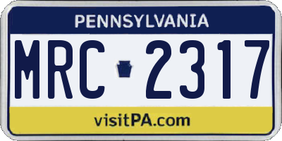PA license plate MRC2317