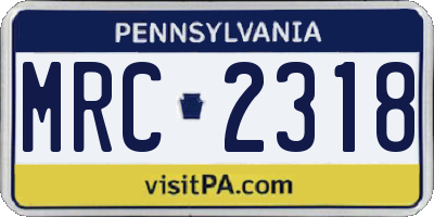 PA license plate MRC2318