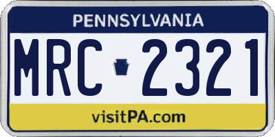 PA license plate MRC2321