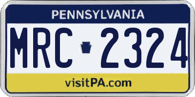 PA license plate MRC2324
